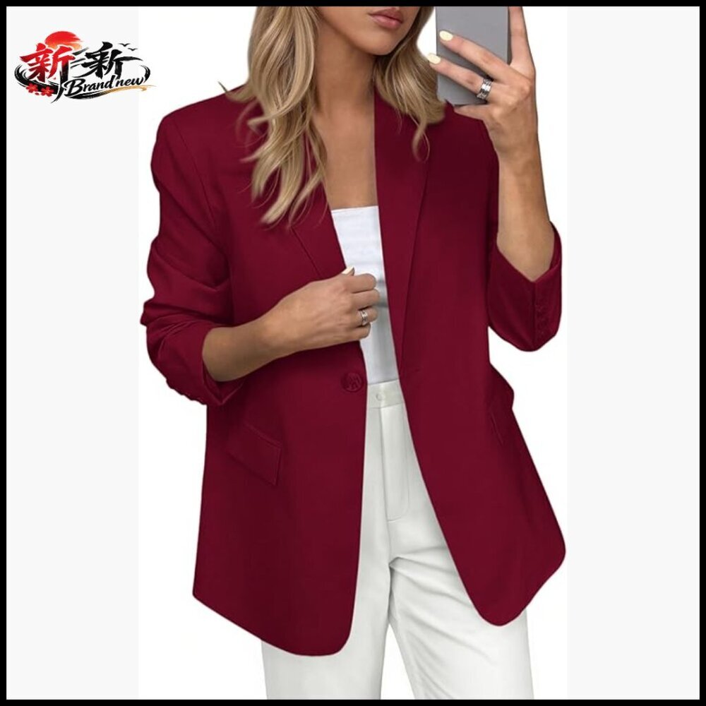 Polyester Blazer for Women Business Casual Open Front Long Sleeve